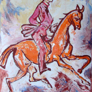 Картина под названием "HORSE AND RIDER-9" - Anandswaroop Manchiraju, Подлинное произведение искусства
