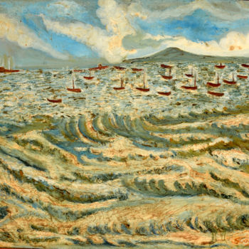 Peinture intitulée "BOATS AND BOATS IN…" par Anandswaroop Manchiraju, Œuvre d'art originale, Huile