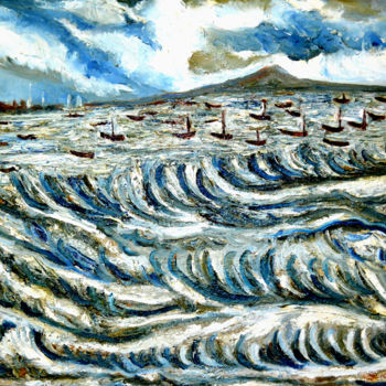 Peinture intitulée "BOATS AND BOATS IN…" par Anandswaroop Manchiraju, Œuvre d'art originale, Huile