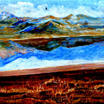 Painting titled "MANASAROVAR LAKE-6" by Anandswaroop Manchiraju, Original Artwork, Acrylic