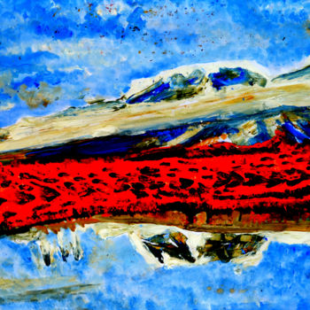 Schilderij getiteld "MANASAROVAR LAKE-9" door Anandswaroop Manchiraju, Origineel Kunstwerk, Acryl