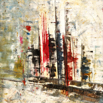 Painting titled "ABSTRACT CITYSCAPE" by Anandswaroop Manchiraju, Original Artwork, Oil