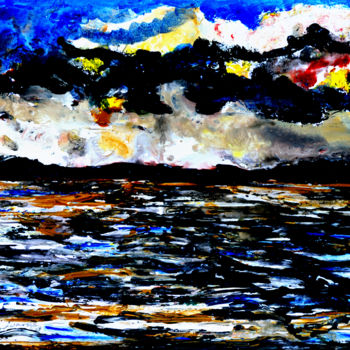 Malerei mit dem Titel "MANASAROVAR LAKE-11" von Anandswaroop Manchiraju, Original-Kunstwerk, Acryl