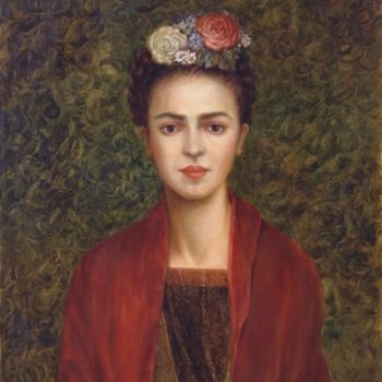 Painting titled "My vision of Frida" by Ana Pardo - The Lady Of Painting, Original Artwork, Oil