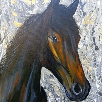 Malerei mit dem Titel "Horse abstraction h…" von Anapia, Original-Kunstwerk, Acryl Auf Keilrahmen aus Holz montiert