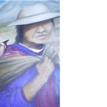 Painting titled "Madre Mapuche" by Ana Celia Quintana, Original Artwork