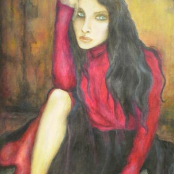 Painting titled "El secreto de Eva" by Ana Celia Quintana, Original Artwork
