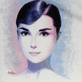 Painting titled "Audrey Hepburn" by Ana Rego, Original Artwork, Oil