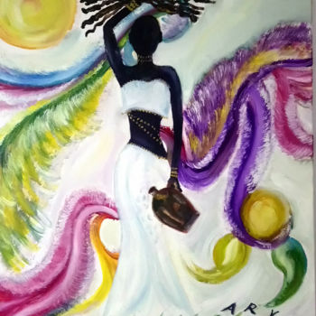 Peinture intitulée "Africana" par Anuska, Œuvre d'art originale, Huile