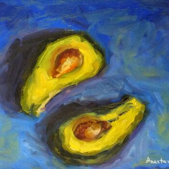 Malerei mit dem Titel "Avocado Kitchen Dec…" von Anastasia Akunina, Original-Kunstwerk, Öl