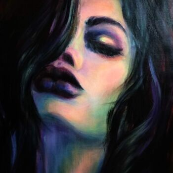 Painting titled "Dark beauty Woman P…" by Anastasia Akunina, Original Artwork, Acrylic
