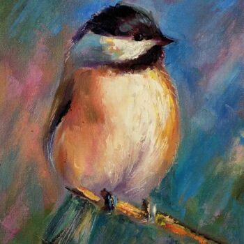 제목이 "Chickadee Bird Art…"인 미술작품 Anastasia Akunina로, 원작, 기름