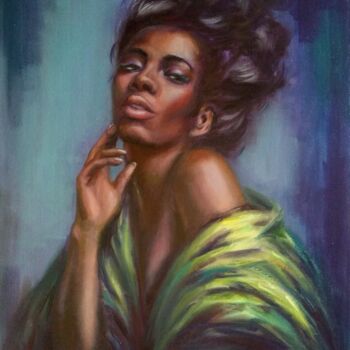 Painting titled "Black beauty passion" by Anastasia Akunina, Original Artwork, Oil