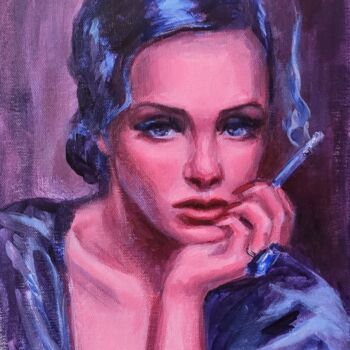 Painting titled "Blue Series Thought…" by Anastasia Akunina, Original Artwork, Acrylic Mounted on Wood Stretcher frame