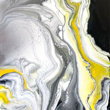 Картина под названием "Black and yellow fl…" - Anastasia Belova (Asya Belova), Подлинное произведение искусства, Акрил Устан…