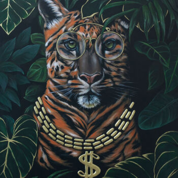 「Dollar Leopard」というタイトルの絵画 Anastasia Butによって, オリジナルのアートワーク, アクリル