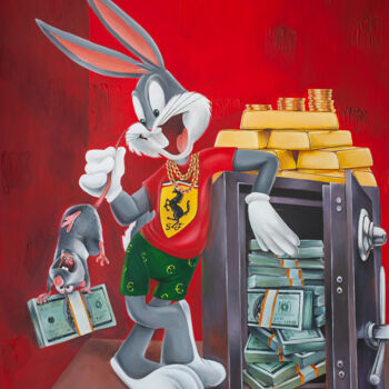 Painting titled "Bugs Bunny and the…" by Anastasia But, Original Artwork, Acrylic