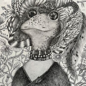 Dibujo titulada "A strange creature…" por Anastasia Cherezova, Obra de arte original, Tinta