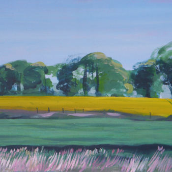 Painting titled "The field II" by Anastasia Chernysheva, Original Artwork, Acrylic Mounted on Wood Stretcher frame