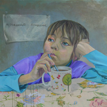 「And the silence wil…」というタイトルの絵画 Anastasia Chernyshevaによって, オリジナルのアートワーク, アクリル ウッドストレッチャーフレームにマウント