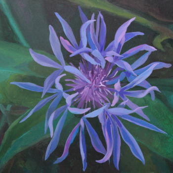 Painting titled "Blue flower" by Anastasia Chernysheva, Original Artwork, Acrylic Mounted on Wood Stretcher frame