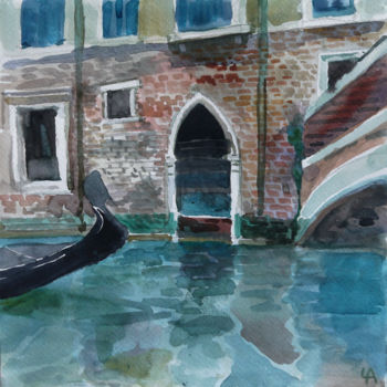 「Venice II」というタイトルの絵画 Anastasia Chernyshevaによって, オリジナルのアートワーク, 水彩画 段ボールにマウント