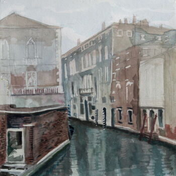 Schilderij getiteld "Venice" door Anastasia Chernysheva, Origineel Kunstwerk, Aquarel Gemonteerd op Karton