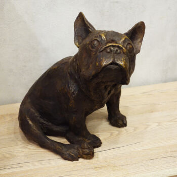Sculpture titled "French Bulldog" by Anastasiia Ezhova, Original Artwork, Bronze