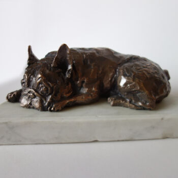 Sculpture titled "Little Bulldog" by Anastasiia Ezhova, Original Artwork, Bronze