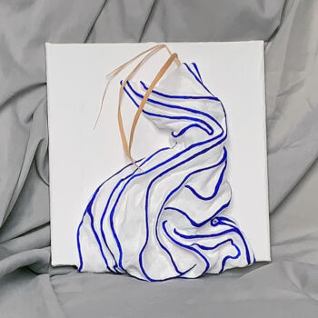 Картина под названием "Fabric vase - 30x30…" - Anastasia Grik, Подлинное произведение искусства, Ткань Установлен на Деревян…