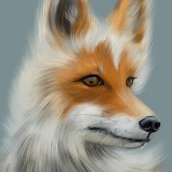 Digital Arts titled "Red Fox" by Anastasia Gurjewa, Original Artwork, Digital Painting