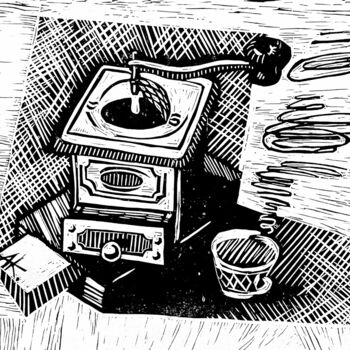 "Горячий кофе" başlıklı Baskıresim Анастасия Кириленко tarafından, Orijinal sanat, Linocut