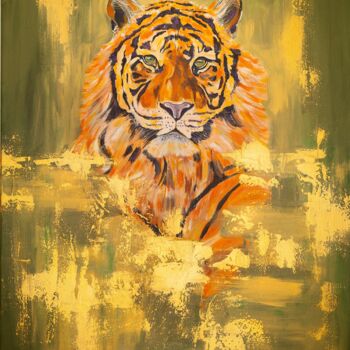 Painting titled "Тигр" by Anastasia Kuznecova, Original Artwork, Acrylic