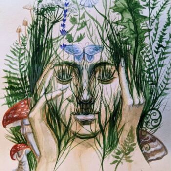 Картина под названием "Сила Жизни" - Anastasia Leshukova, Подлинное произведение искусства, Акварель