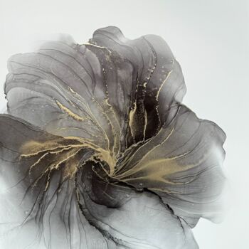 Peinture intitulée "Abstract Flower Bla…" par Anastasia Matas, Œuvre d'art originale, Encre
