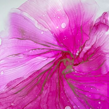 Painting titled "Magenta Flower" by Anastasia Matas, Original Artwork, Ink