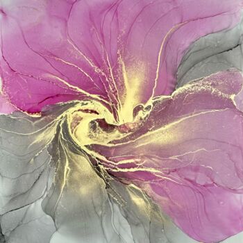 Schilderij getiteld "Abstract Flower Bla…" door Anastasia Matas, Origineel Kunstwerk, Inkt
