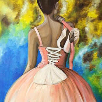 Картина под названием "Балерина" - Анастасия Мухницкая, Подлинное произведение искусства, Масло