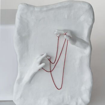 Sculpture titled ""FEEL"" by Anastasia Nesterenko, Original Artwork, Plaster Mounted on Wood Stretcher frame