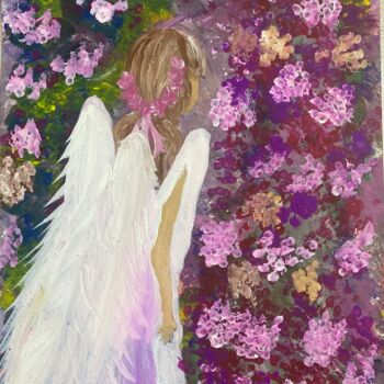 Painting titled "Angel" by Anastasiia Odoladova, Original Artwork, Acrylic