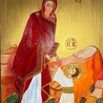 Картина под названием "Первые шаги Иисуса" - Анастасия Одоладова, Подлинное произведение искусства, Масло