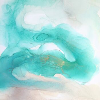Painting titled "Turquoise Mist orig…" by Anastasia Ozlu, Original Artwork, Ink