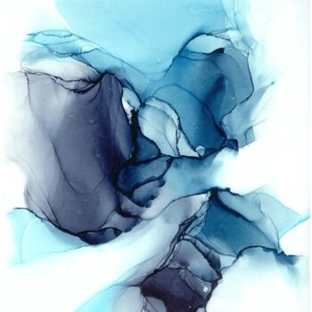 Peinture intitulée "Icy waters abstract…" par Anastasia Ozlu, Œuvre d'art originale, Encre