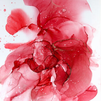 Peinture intitulée "Velvet Amarylli" par Anastasia Ozlu, Œuvre d'art originale, Encre