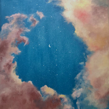 Картина под названием "Evening sky" - Anastasia Panfilova, Подлинное произведение искусства, Акрил Установлен на Деревянная…