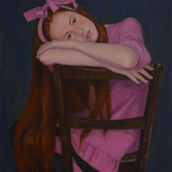 Картина под названием ""Девочка с бантом"" - Анастасия Панина, Подлинное произведение искусства, Масло