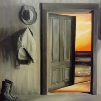 Painting titled "the door / πόρτα" by Anastasia Patouna, Original Artwork, Oil