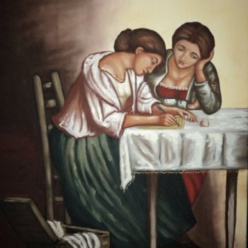 Painting titled "Το γραμμα /The lett…" by Anastasia Patouna, Original Artwork, Oil