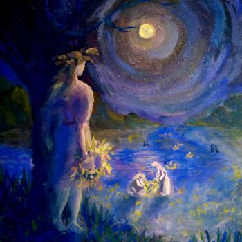 Painting titled "Starry Night" by Svoboda, Original Artwork, Gouache