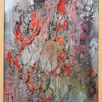 Painting titled ""Dissolution of rea…" by Anastasiia Rakovchena, Original Artwork, Acrylic Mounted on Wood Panel